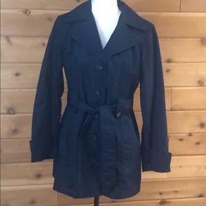 White Stag Navy Blue Button Front Rain Coat